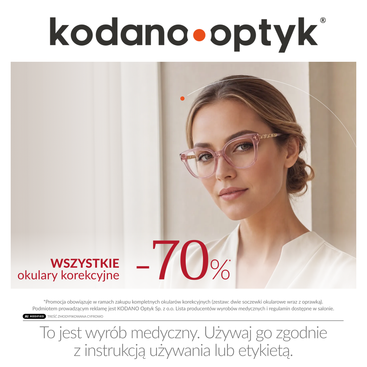70% na WSZYSTKIE okulary korekcyjne